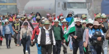 La marcha nacional de la Confederación de Trabajadores de Educación Urbana de Bolivia.
Foto: APG