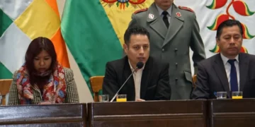 El vicepresidente Edmand Lara en conferencia de prensa.
Foto: RRSS