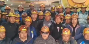 La dirigencia de las cooperativas mineras de La Paz.
Foto: Captura RRSS