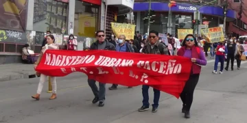 Una marcha del magisterio urbano de La Paz. FOTO: RRSS