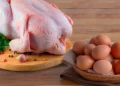La carne de pollo y huevo para la exportación