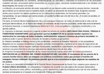 Pronunciamiento de la COD Santa Cruz.