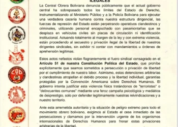 Pronunciamiento de la COB. Foto: RRSS.