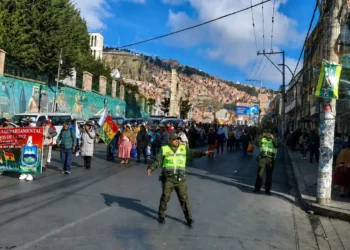 Una marcha llegó al centro de La Paz. Foto: RRSS