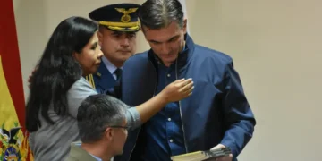 El presidente Paz durante el acto de este lunes en Cochabamba. Foto: APG