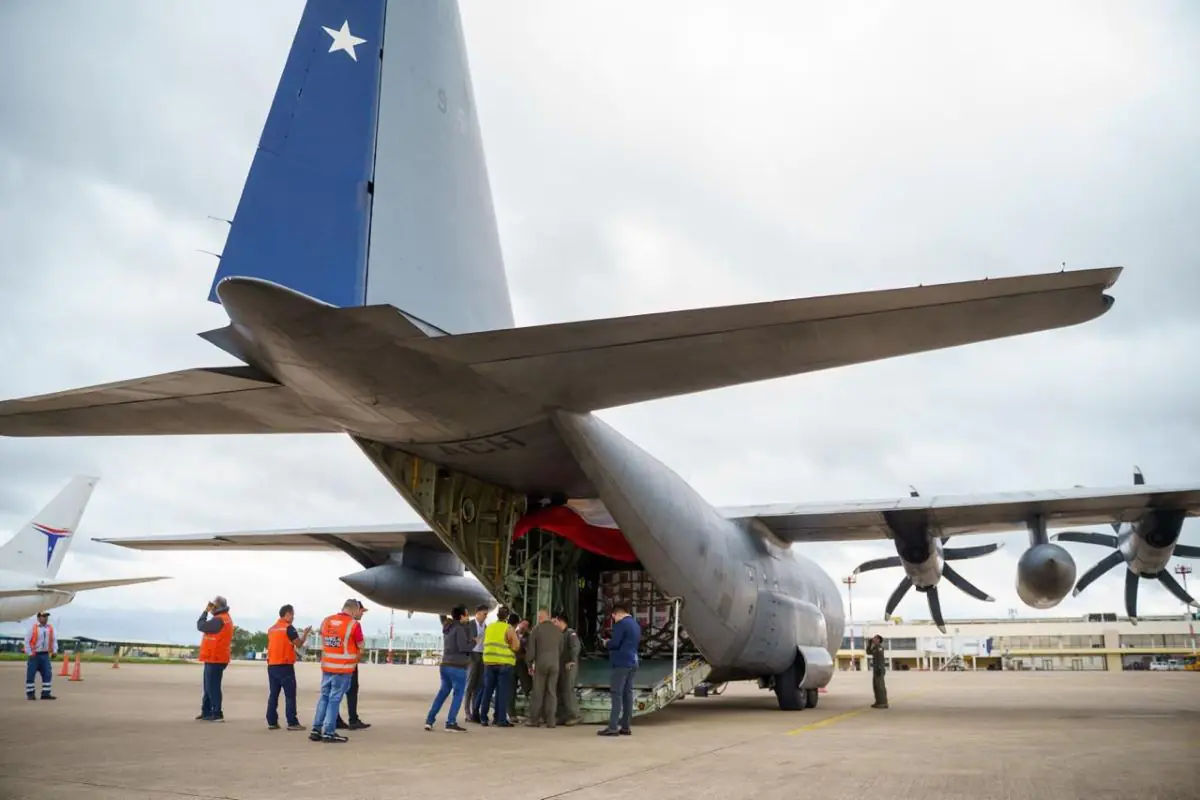 La aeronave chilena arribó al país con ayuda humanitaria. FOTO: Cancillería