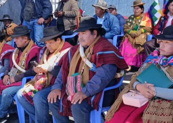 El dirigente VIcente Salazar en un encuentro campesino ayer en El Alto.
Foto: RRSS