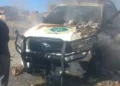 Bloqueadores incendian una patrulla, Foto: Unitel