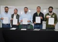 Autoridades de la CAO y Senasag en el acto de presentación. Foto: CAO