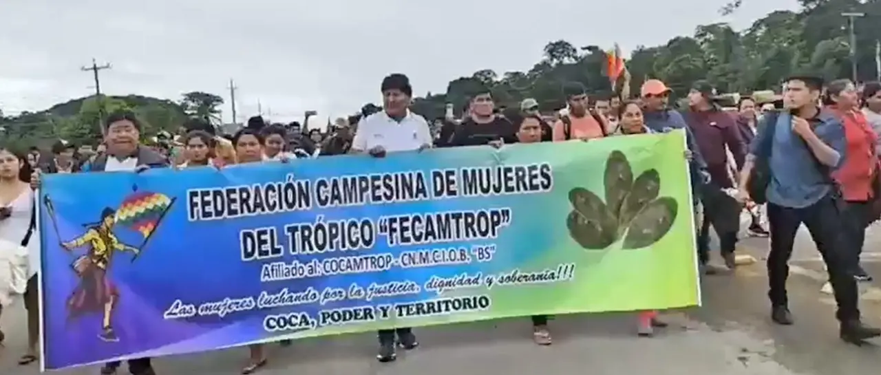 Evo encabeza la columna de marchistas/Captura de pantalla