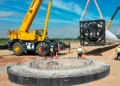 Trabajos de construcción en el Parque Eólico Warnes II. Foto: ENDE